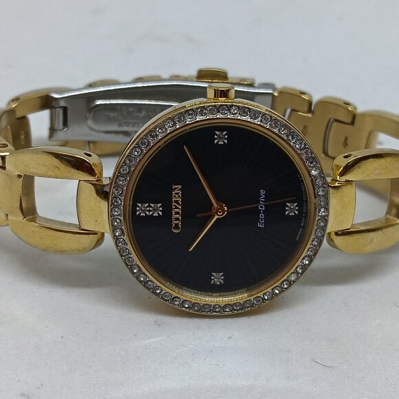 Citizen Eco-Drive EM1032-58E Women's 28mm Gold S/Steel Crystal Accent Watch - Picture 11 of 11